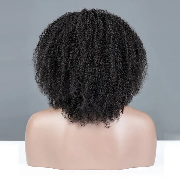 Tuneful court naturel crépus bouclés 3 en 1 demi-perruques cheveux humains pour les femmes (peut être porté en demi-perruque/perruque bandeau/queue de cheval)