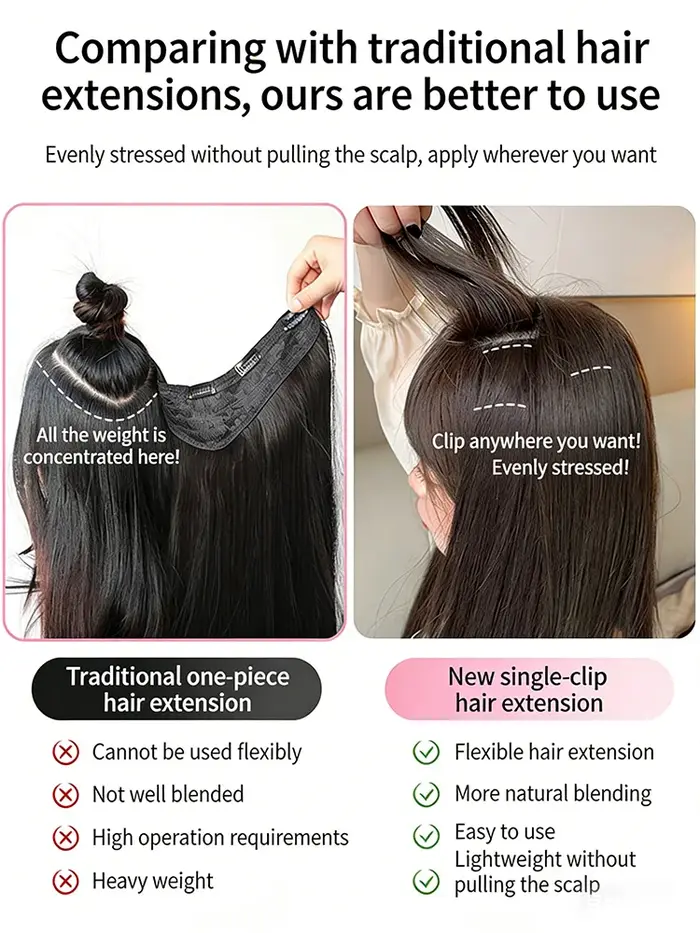 Extensions de cheveux à clipser de 60 cm