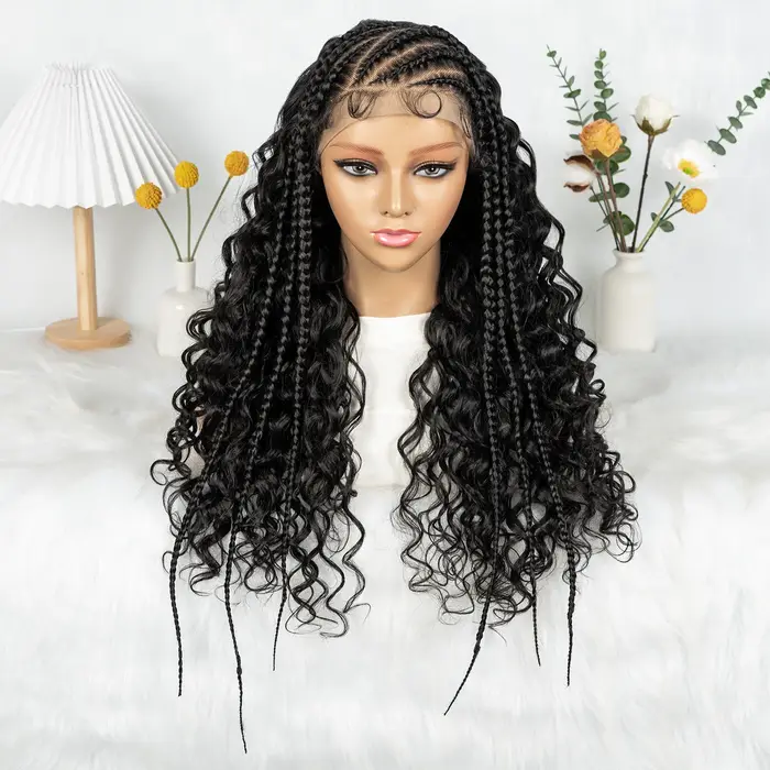 Cornrow – perruque Lace Front Wig synthétique tressée, 13x6, boîte sans nœuds, conception de séparat