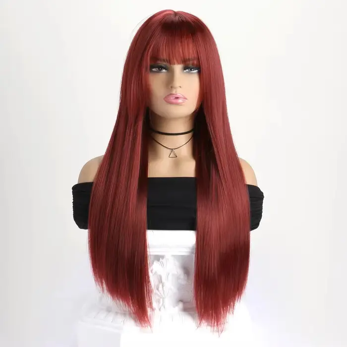 Perruque synthétique de 26 pouces la plus vendue pour cheveux longs et raides