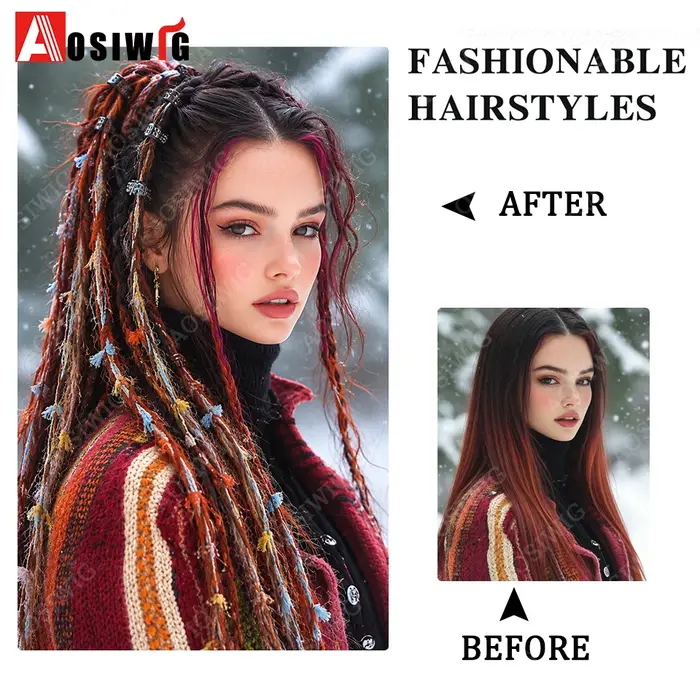 Extensions de cheveux tressées colorées à clipser