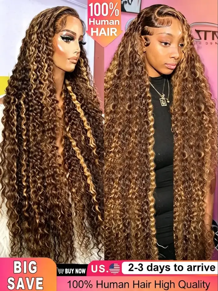 Mettre en évidence 13x6 Hd dentelle frontale perruque cheveux humains pré plumé vague profonde 30 40 pouces 13x4 miel