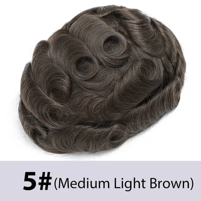 Toupet hommes australie-Double couche mâle prothèse de cheveux respirant dentelle et Pu Base homme perruque 6 "naturel