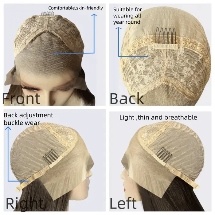 Perruque racines foncées Blonde marron Ombre ondulée Balayage dentelle avant