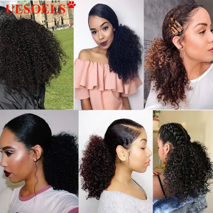 Extension de cheveux naturels brésiliens Remy à enrouler autour de la queue de cheval