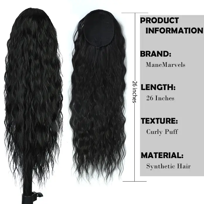 Extension de cheveux queue de cheval ondulée longue bouclée pour femmes postiche queue de cheval synthétique naturelle avec cordon bordeaux blond fausse queue de poney