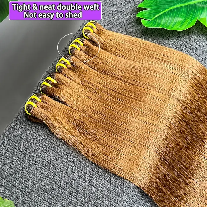 # 4 paquets de cheveux humains lisses de couleur brun foncé, double trame, 100% cheveux vietnamiens,