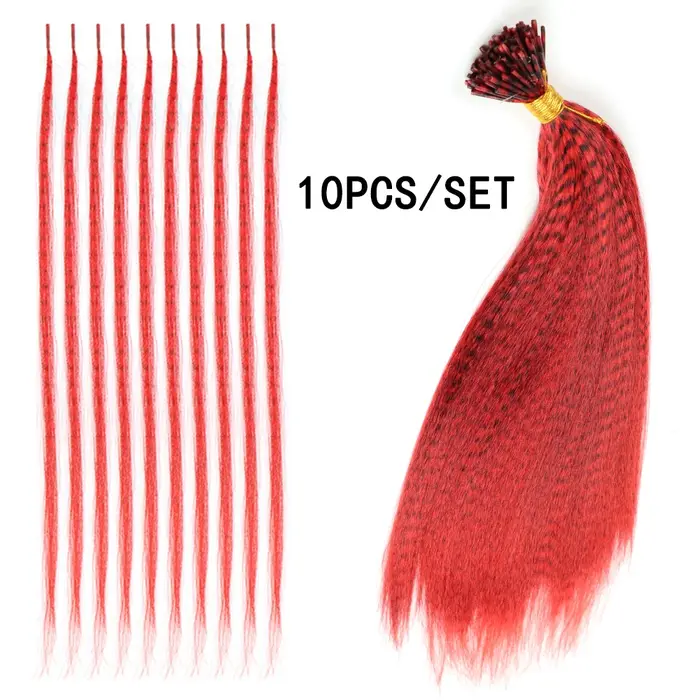 LISI GIRL Extensions de cheveux synthétiques en plumes colorées 16 pouces 10 pièces/pack bleu violet pour les femmes