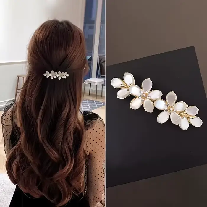 Pince à cheveux Vintage en strass Floral, 1 pièce, adaptée à toutes les saisons, parfaite pour les m