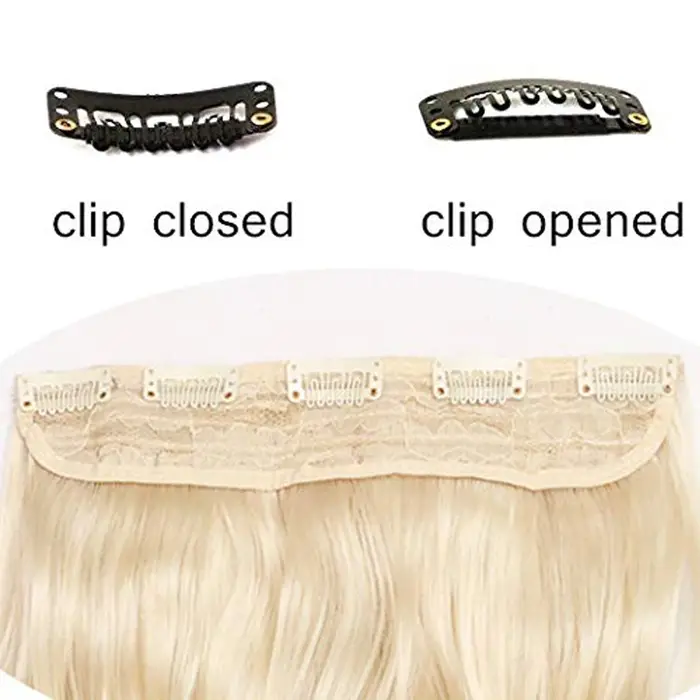 MERISIHAIR 32 pouces Extensions de cheveux synthétiques une pièce 5 Clips longue droite haute température fibre noir brun postiche
