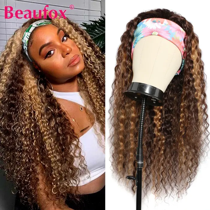 Beaufox vague d'eau bandeau perruque perruques de cheveux humains pour les femmes noires écharpe brésilienne faite à la