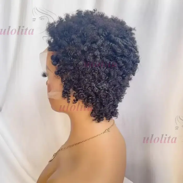 Perruque Courte Bouclée Naturelle en Cheveux Humains Premium 13x4 Lace Front