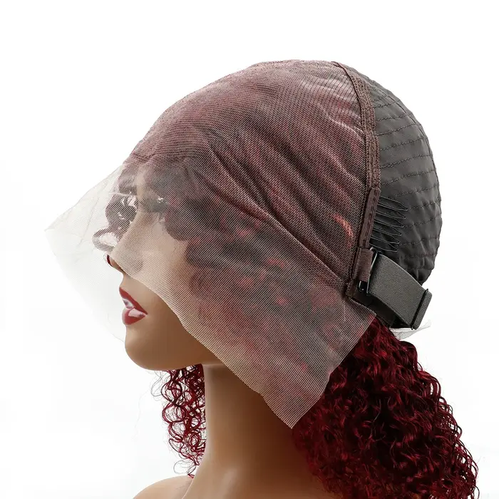 Perruques Lace Front HD 13x6 en Cheveux Humains, Ondulation Profonde Bourgogne 99J, Dentelle Transpa