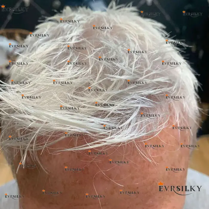 Prothèse de cheveux humains en silicone transparent pour hommes, peau ultra-mince, délié naturel, to