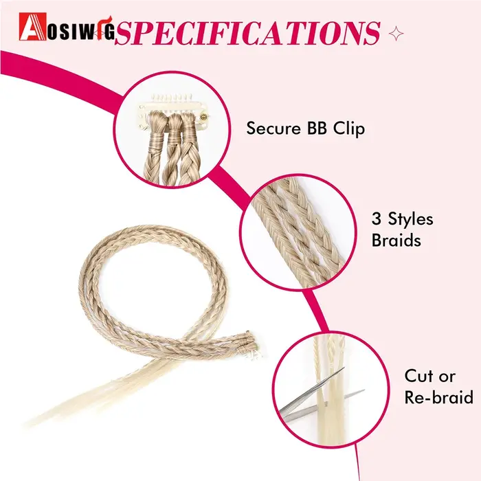 Extensions capillaires synthétiques longues à Clip tressé