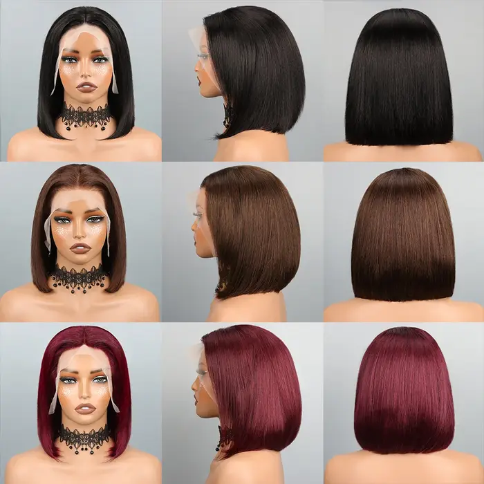 Bob perruque cheveux humains 13x4 Hd dentelle avant perruques