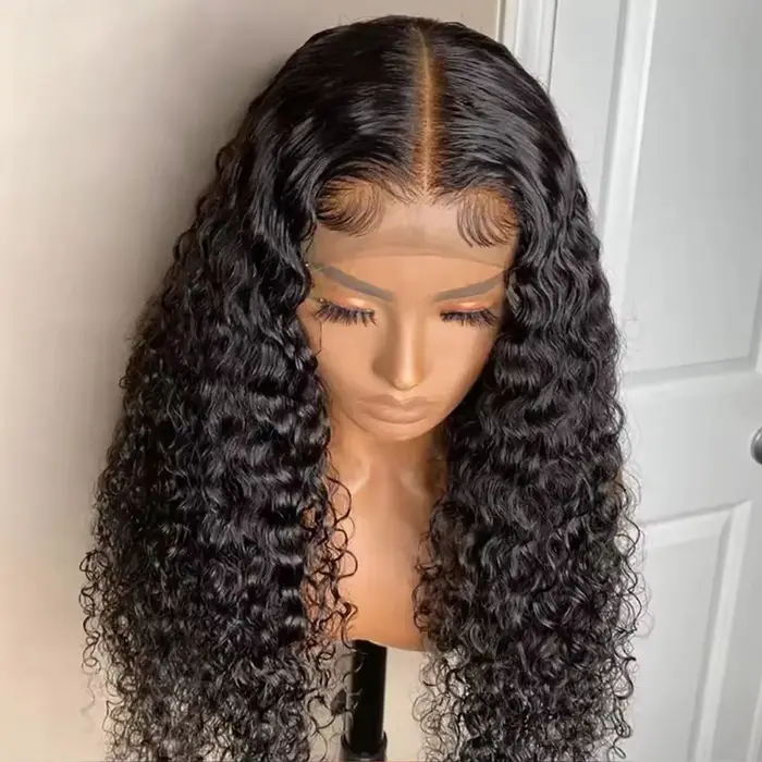 Perruques de cheveux humains avant de dentelle transparente HD perruque bouclée Jerry perruques de f