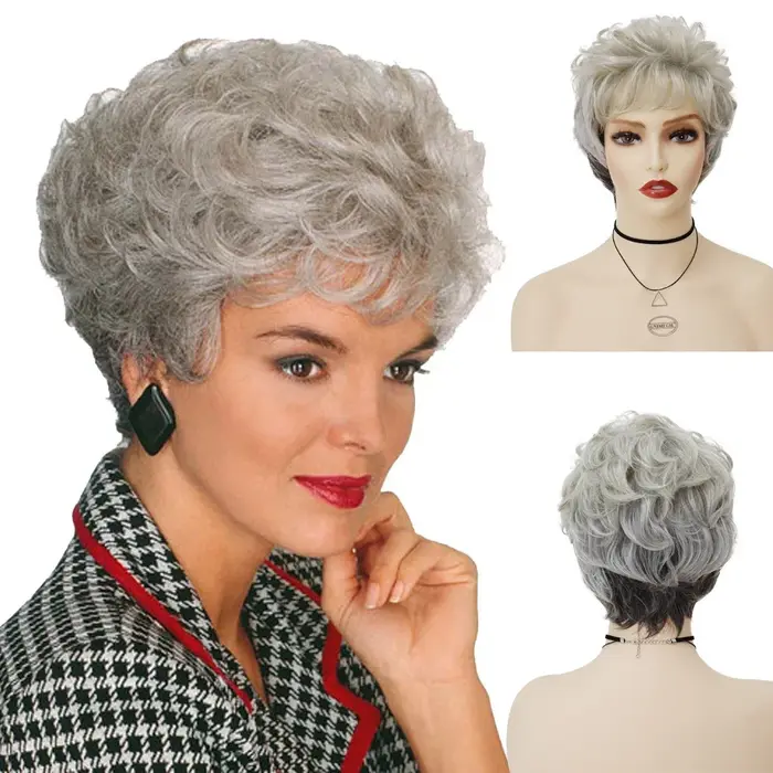 Perruques synthétiques courtes pour filles dorées