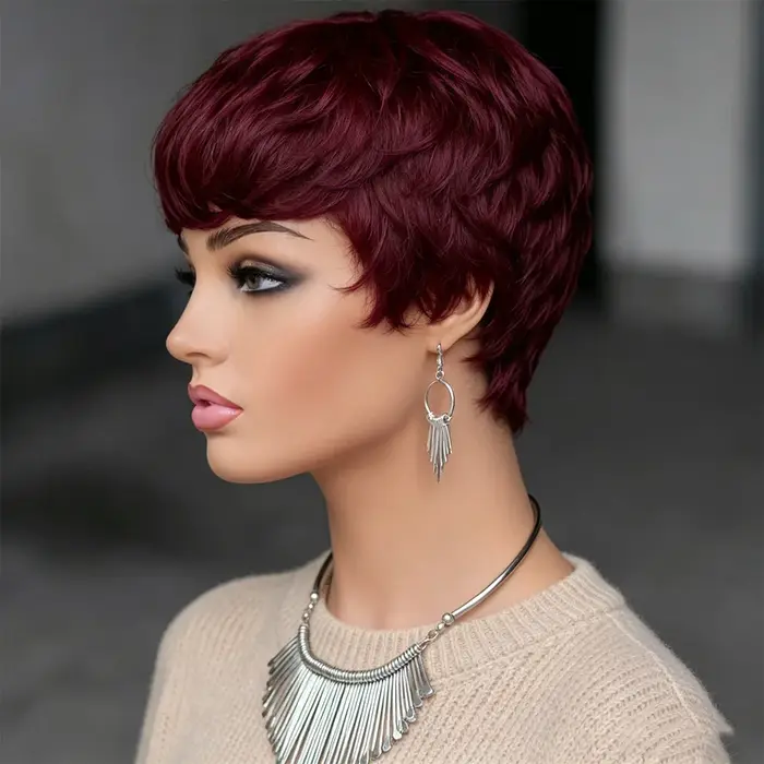 Perruque courte pour femme en cheveux humains