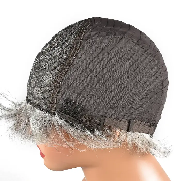 Hairugo-Perruques de cheveux humains sans colle avec frange