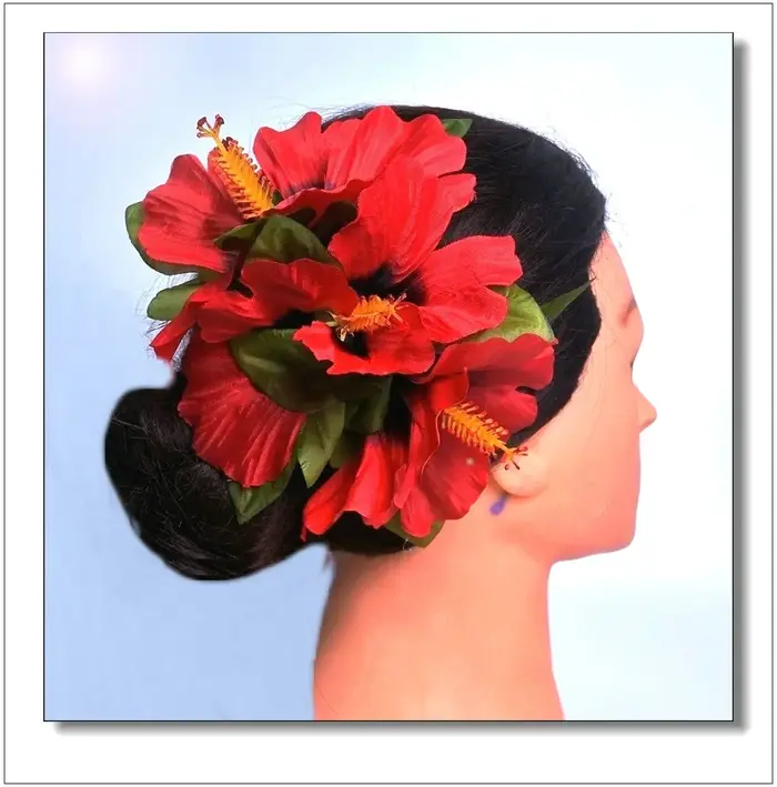 Pince à cheveux en forme de fleur d'hibiscus hawaïenne