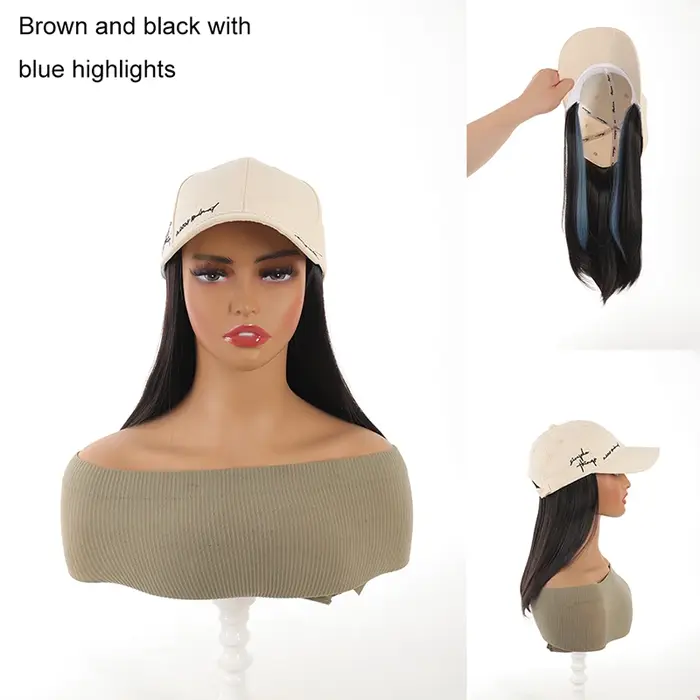 Casquette de baseball Allaosify pour femme avec cheveux synthétiques de 12 pouces