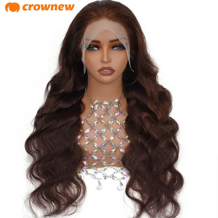 Perruque Lace Front Wig naturelle Body Wave marron chocolat