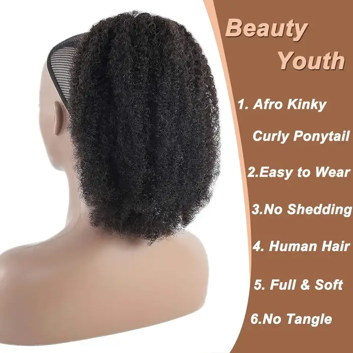 Extension de queue de cheval synthétique Afro bouffante avec cordon de serrage pour femmes noires, c