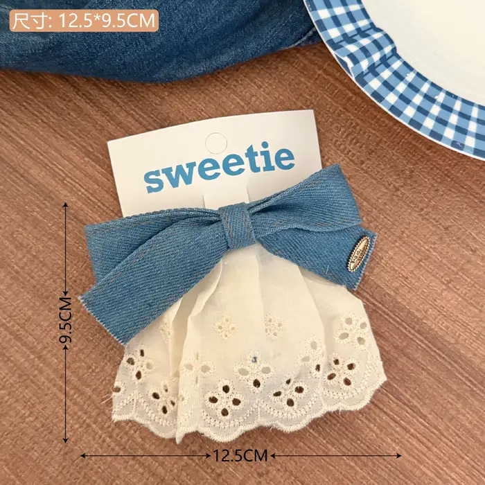 Pinces à cheveux en Denim et tissu avec nœud mignon