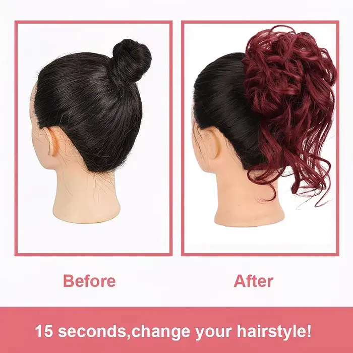 Chignon désordonné synthétique en forme de donut