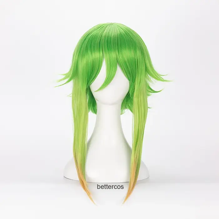 Vocaloid Megpoid Gumi Cosplay perruque 45 cm vert doré Ombre courte couches moelleux résistant à la