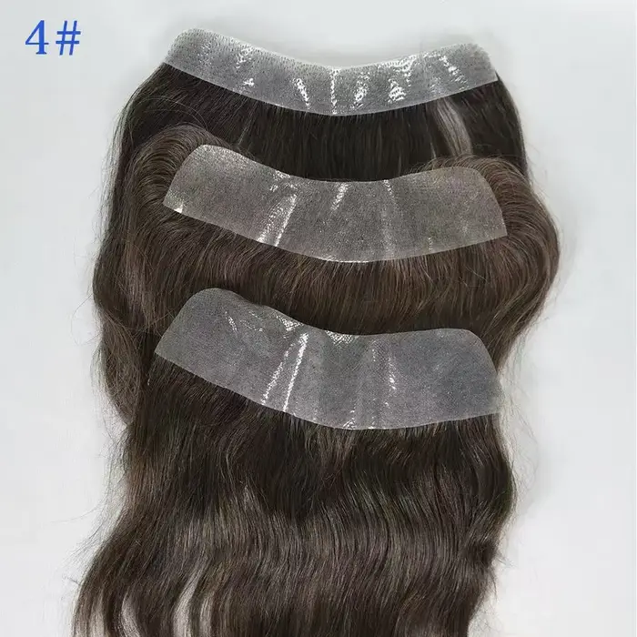 Toupet brun en PU naturel pour hommes