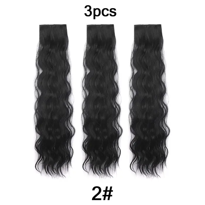 Extensions de cheveux à clipser pour femmes - 3 pièces, épaisses, à double trame, longues, ondulées,