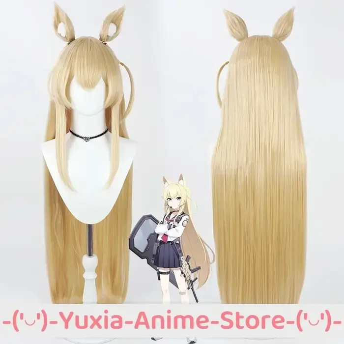 Perruque de cosplay Kurumi Blue Archive avec oreilles et bonnet