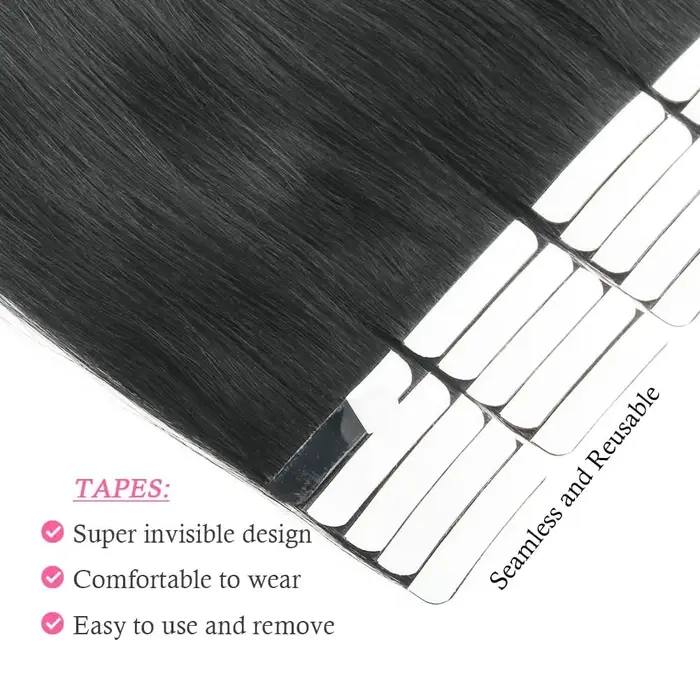 Extensions de cheveux à bandes adhésives de 26 pouces