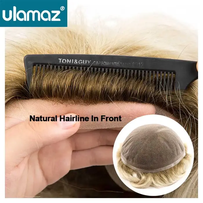 Homme perruque cheveux humains pleine dentelle perruques français dentelle système de cheveux pour h