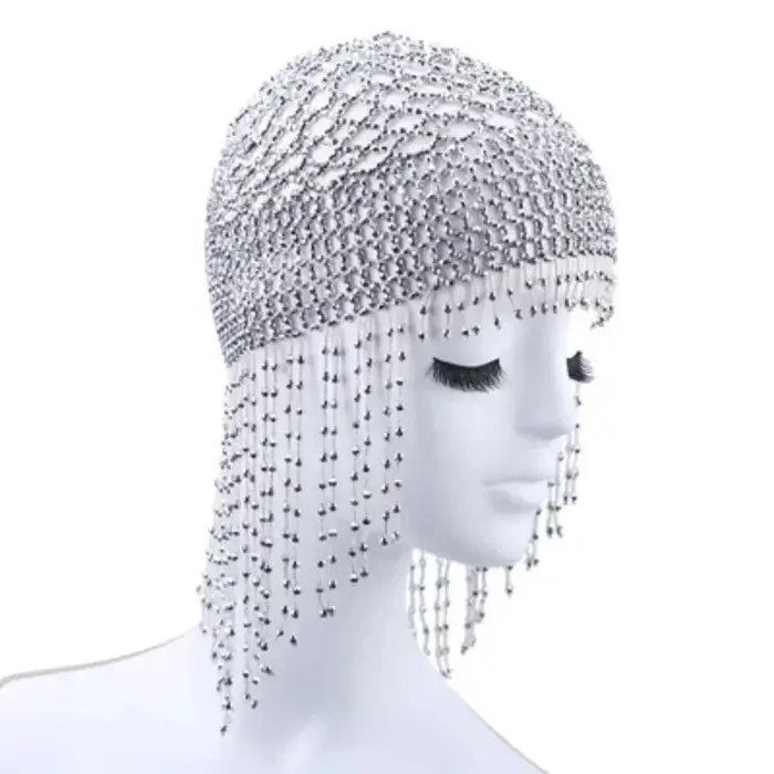Couvre-chef de danse du ventre, accessoire de cheveux perlé réglable, Style égyptien doré pour femme