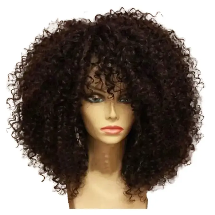 AB51 16 pouces pour perruques de cheveux afro avec frange fibre synthétique douce aucune perruque de