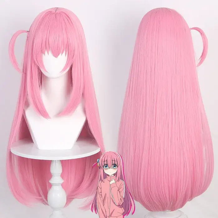 Perruque de Cosplay Anime Bocchi The Rock Hitori Gotoh, perruque synthétique longue et lisse rose po