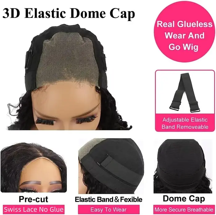 Wear And Go – perruque Lace Closure Wig brésilienne sans colle, cheveux lisses, pre-plucked, 4x4, pr