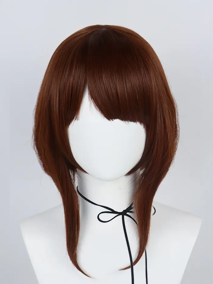 Perruque de Cosplay synthétique courte marron