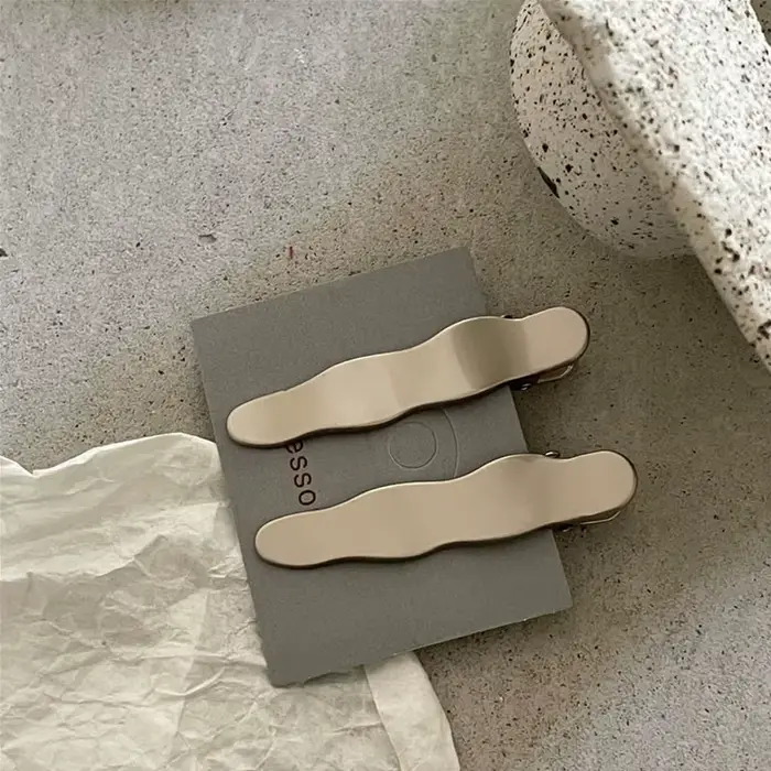 Pince à cheveux en métal argenté, 2 pièces, ligne ondulée, avec alliage creux géométrique, pinces à 