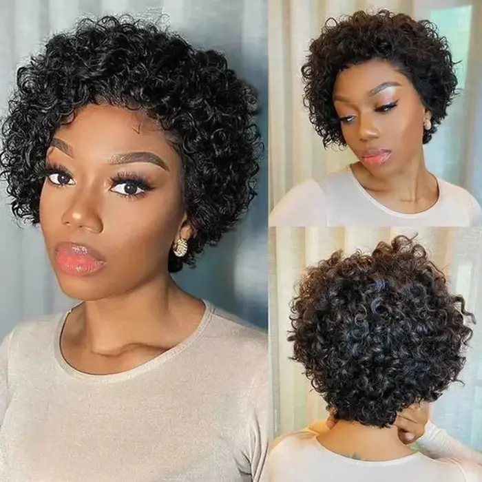 Perruque Pixie Cut en dentelle transparente