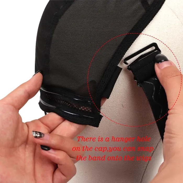 Nunify noir 4X4 13X4 perruque faisant casquette Invisible dentelle bord réglable dentelle perruque c