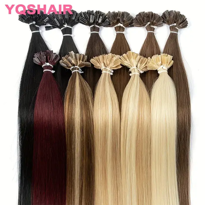 Extensions de cheveux à pointe U, 100% cheveux humains naturels, extensions de cheveux lisses nature