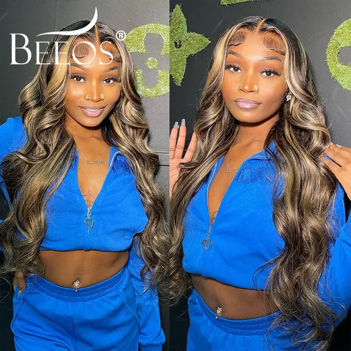 250% 1B27 Ombre mettre en évidence couleur 13x6 réel HD dentelle avant perruque cheveux humains