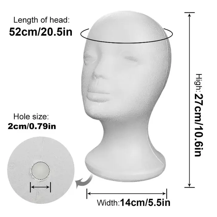 Tête de mannequin féminin en mousse, légère et portable, facile à utiliser, support d'affichage pour