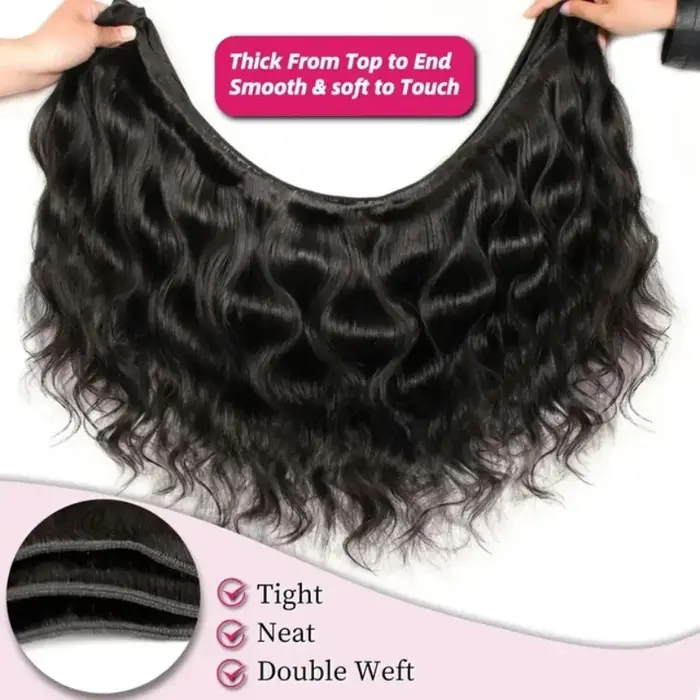 Extensions de cheveux humains naturels brésiliens vierges non traités 12A, ondulés, 42 pouces, noirs