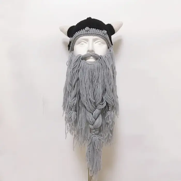 Chapeau de perruque viking à longue barbe