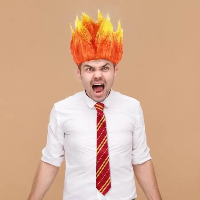ANOGOL feu perruque flamme Orange hérissé